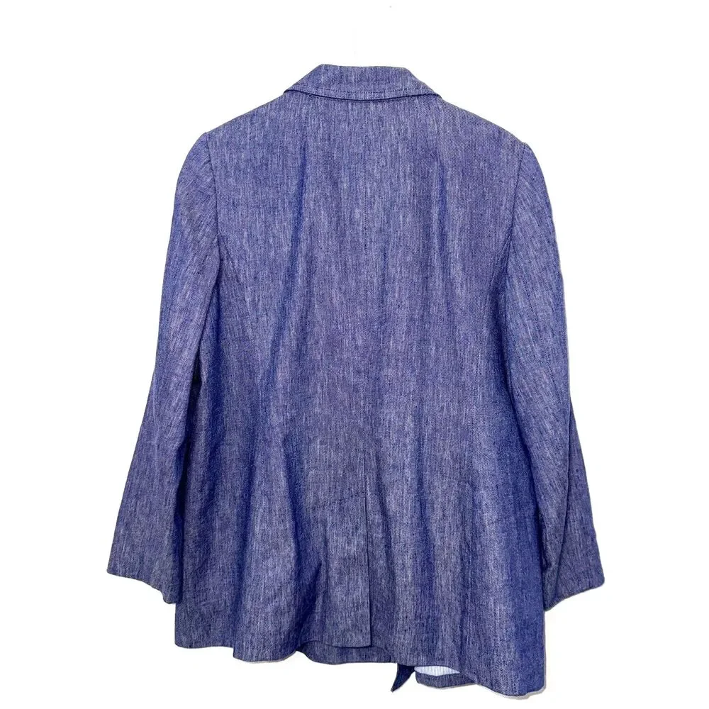 Talbots Denim Double Breasted Blazer - Blue 12P - Picture 2 of 8